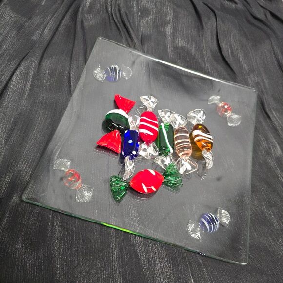 Murano Glass Candy, Classic, Set of 3, 5, or 10 Candies Murano Glass Candies With Candy shaped legs Dish